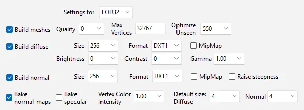 Landscape LOD Settings - Level 32